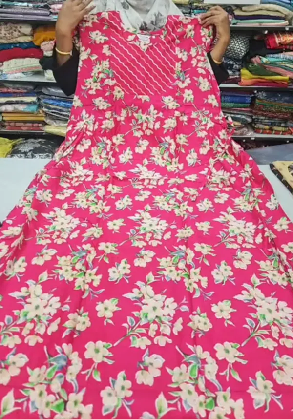 Premium Cotton Frock Style Nighty with Adjustable Rope & Side Pocket |NT3631